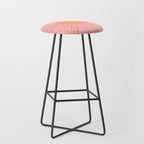 Mid Century Modern Minimalist Sunburst Retro Sun Pink Orange Mustard Yellow Stool Gallery Image 1