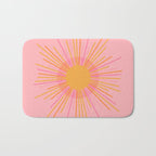 Mid Century Modern Minimalist Sunburst Retro Sun Pink Orange Mustard Yellow Bath Mat Gallery Image 1