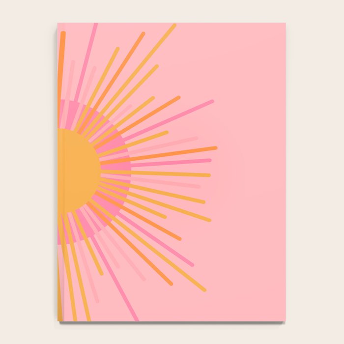 Mid Century Modern Minimalist Sunburst Retro Sun Pink Orange Mustard Yellow Notebook Gallery Image 4