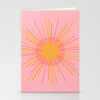 Mid Century Modern Minimalist Sunburst Retro Sun Pink Orange Mustard Yellow Stationery Card Gallery Image 2