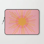 Mid Century Modern Minimalist Sunburst Retro Sun Pink Orange Mustard Yellow Laptop Sleeve Gallery Image 1