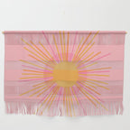 Mid Century Modern Minimalist Sunburst Retro Sun Pink Orange Mustard Yellow Wall Hanging Gallery Image 1
