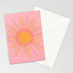 Mid Century Modern Minimalist Sunburst Retro Sun Pink Orange Mustard Yellow Stationery Card Gallery Image 2