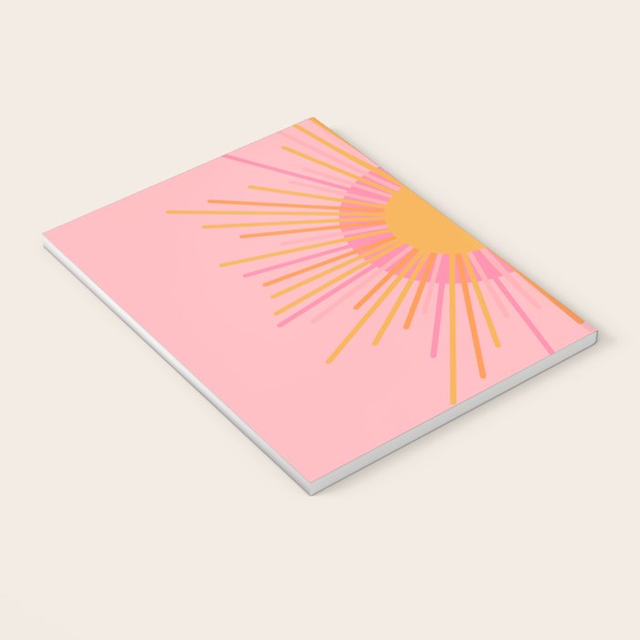 Mid Century Modern Minimalist Sunburst Retro Sun Pink Orange Mustard Yellow Notebook Gallery Image 3