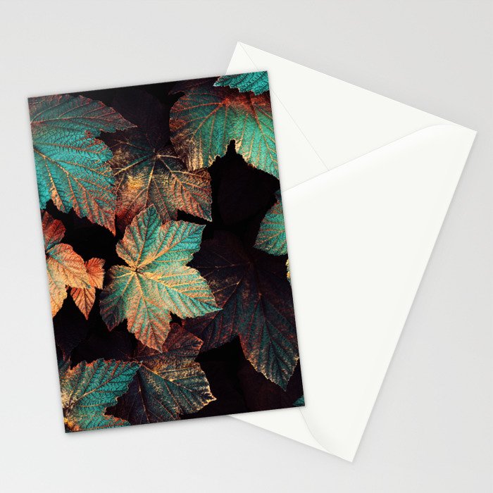 Copper And Teal Leaves Stationery Card Gallery Image 2