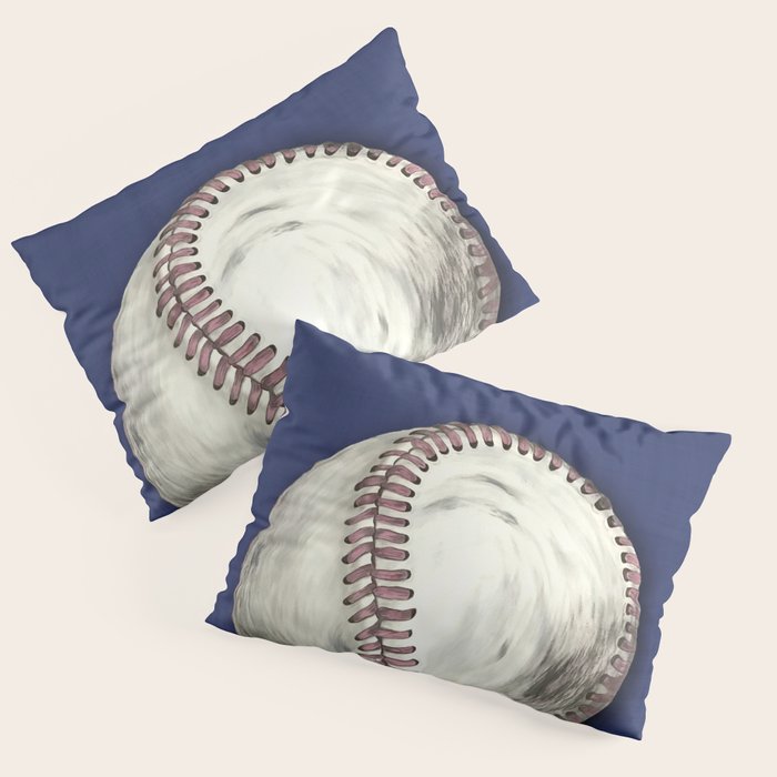 Vintage Distressed Baseball Art Navy Blue Pillow Sham Gallery Image 1