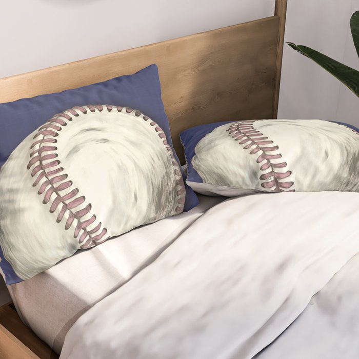 Vintage Distressed Baseball Art Navy Blue Pillow Sham Gallery Image 2