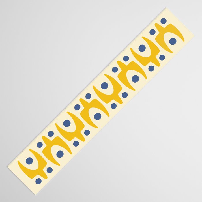 Mid Century Modern Abstract Pattern 641 Googie Yellow and Blue Table Runner Gallery Image 3