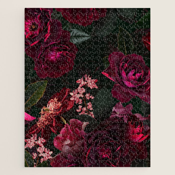 Vintage & Shabby Chic - Night Botanical Flower Roses Garden Jigsaw Puzzle Gallery Image 1
