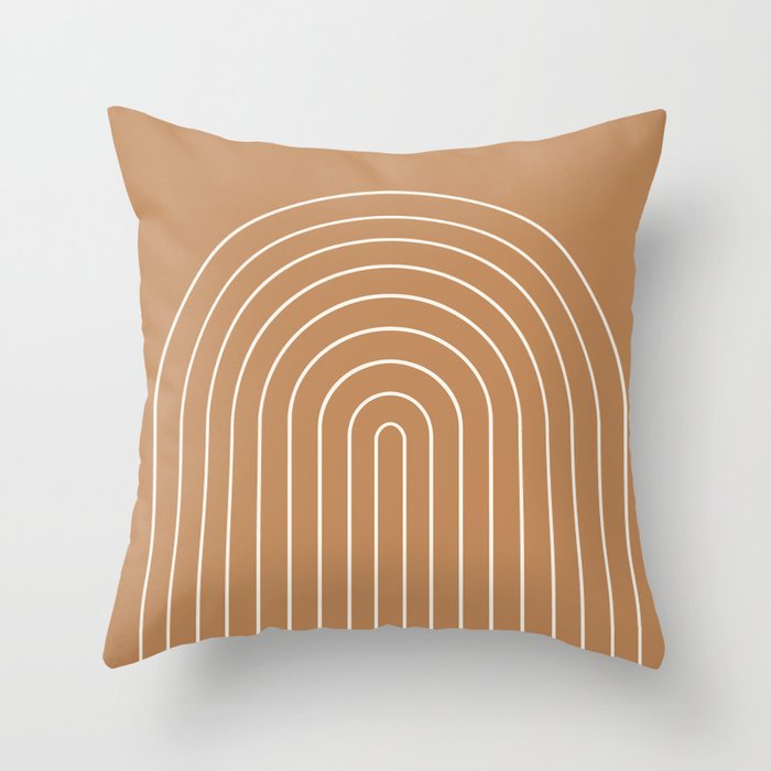 Minimal Arch XLVIII Peach Orange Modern Geometric Lines Throw Pillow Gallery Image 1