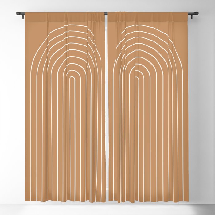 Minimal Arch XLVIII Peach Orange Modern Geometric Lines Window Curtain Gallery Image 1