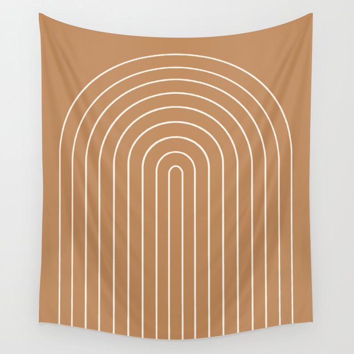 Minimal Arch XLVIII Peach Orange Modern Geometric Lines Wall Tapestry Gallery Image 4