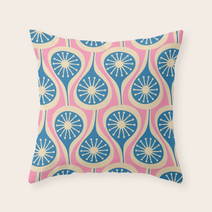 Mid Century Modern Atomic Drops Retro Pattern in Pink and Blue Throw Pillow Gallery Image 6