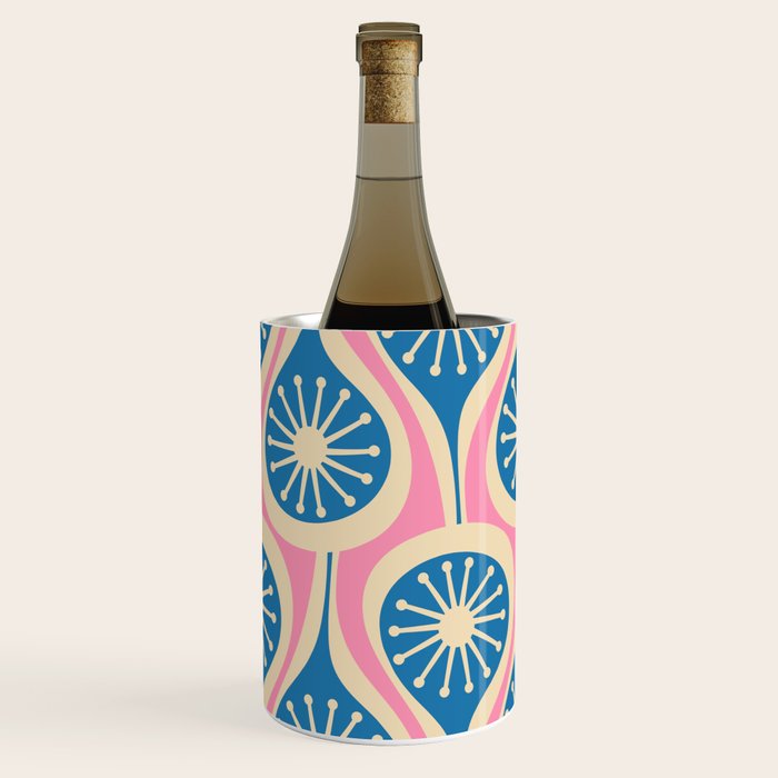 Mid Century Modern Atomic Drops Retro Pattern in Pink and Blue Wine Chiller Gallery Image 1