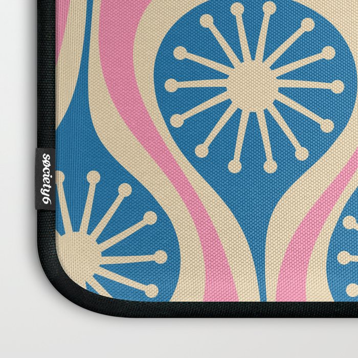 Mid Century Modern Atomic Drops Retro Pattern in Pink and Blue Laptop Sleeve Gallery Image 3