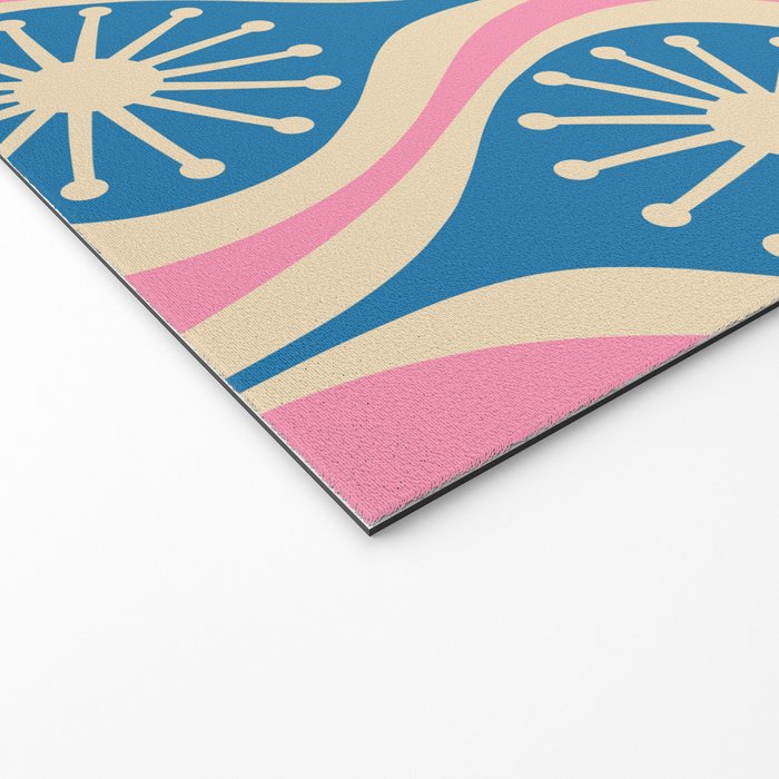 Mid Century Modern Atomic Drops Retro Pattern in Pink and Blue Welcome Mat Gallery Image 2