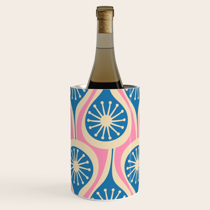 Mid Century Modern Atomic Drops Retro Pattern in Pink and Blue Wine Chiller Gallery Image 3