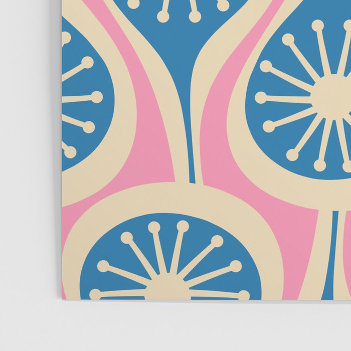 Mid Century Modern Atomic Drops Retro Pattern in Pink and Blue Poster Gallery Image 3