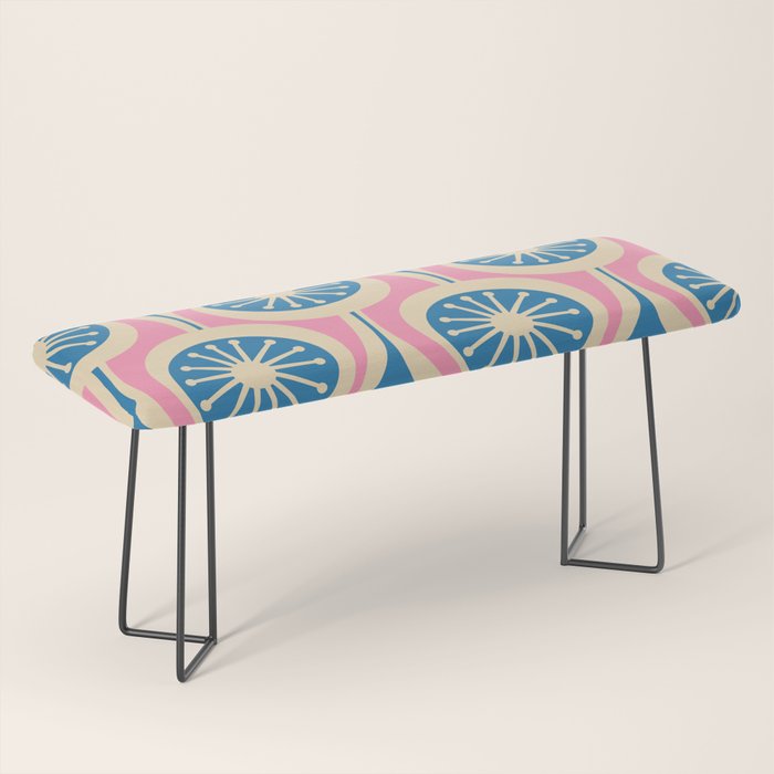 Mid Century Modern Atomic Drops Retro Pattern in Pink and Blue Bench Gallery Image 1