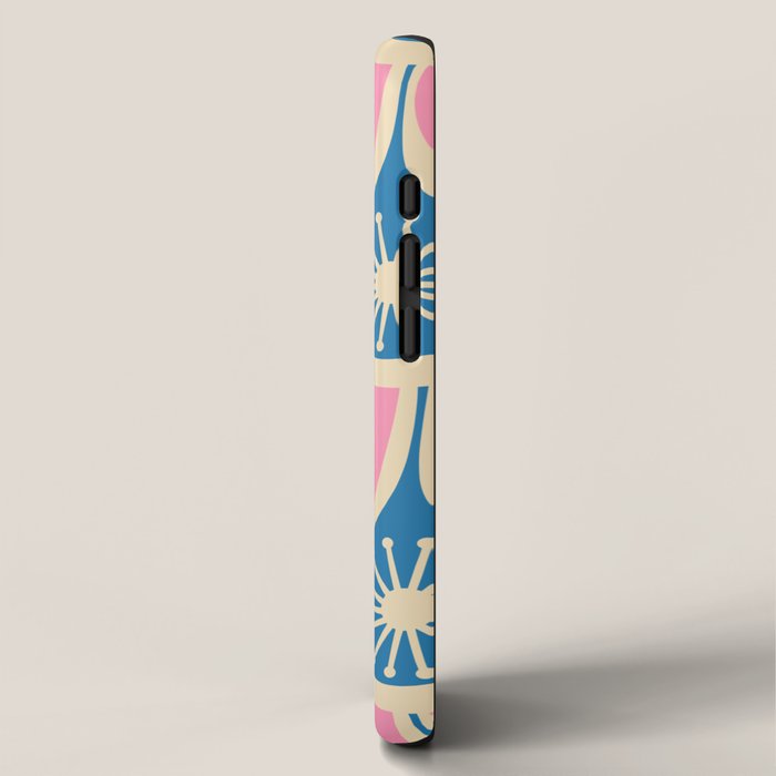 Mid Century Modern Atomic Drops Retro Pattern in Pink and Blue iPhone Case Gallery Image 2
