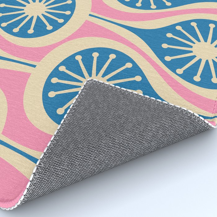 Mid Century Modern Atomic Drops Retro Pattern in Pink and Blue Rug Gallery Image 4