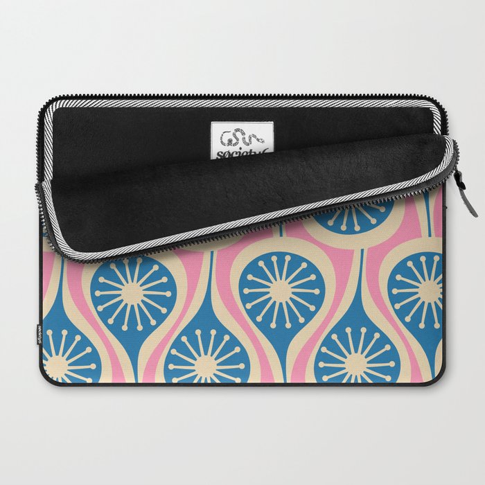 Mid Century Modern Atomic Drops Retro Pattern in Pink and Blue Laptop Sleeve Gallery Image 2