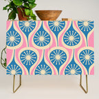 Mid Century Modern Atomic Drops Retro Pattern in Pink and Blue Credenza Gallery Image 1