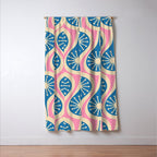 Mid Century Modern Atomic Drops Retro Pattern in Pink and Blue Window Curtain Gallery Image 3