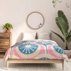 Mid Century Modern Atomic Drops Retro Pattern in Pink and Blue Comforter Gallery Image 3