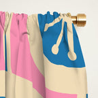 Mid Century Modern Atomic Drops Retro Pattern in Pink and Blue Window Curtain Gallery Image 2