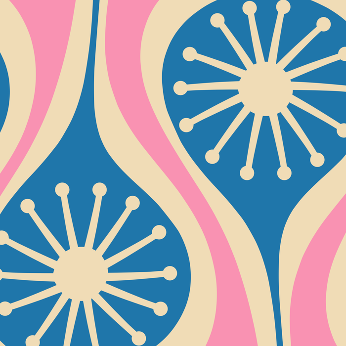 Mid Century Modern Atomic Drops Retro Pattern in Pink and Blue Coffee Mug Gallery Image 2