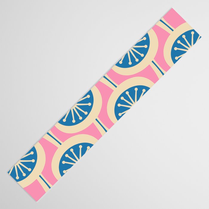 Mid Century Modern Atomic Drops Retro Pattern in Pink and Blue Table Runner Gallery Image 3