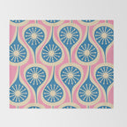 Mid Century Modern Atomic Drops Retro Pattern in Pink and Blue Throw Blanket Gallery Image 2