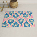 Mid Century Modern Atomic Drops Retro Pattern in Pink and Blue Rug Gallery Image 1