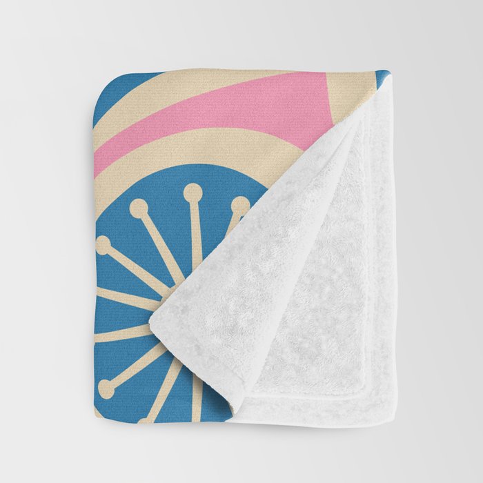 Mid Century Modern Atomic Drops Retro Pattern in Pink and Blue Throw Blanket Gallery Image 3