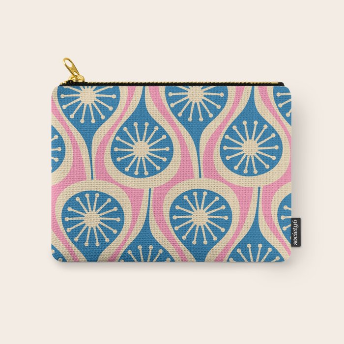 Mid Century Modern Atomic Drops Retro Pattern in Pink and Blue Carry All Pouch Gallery Image 1