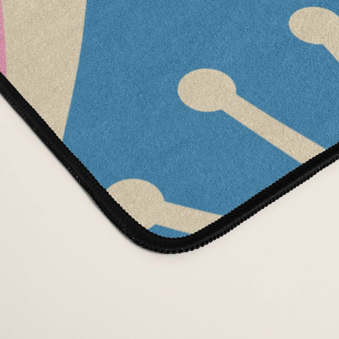 Mid Century Modern Atomic Drops Retro Pattern in Pink and Blue Desk Mat Gallery Image 4