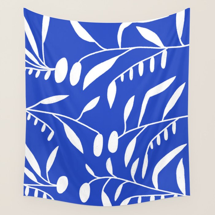 botanical leaf-blue  Wall Tapestry Gallery Image 1
