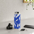 botanical leaf-blue  Water Bottle Gallery Image 4