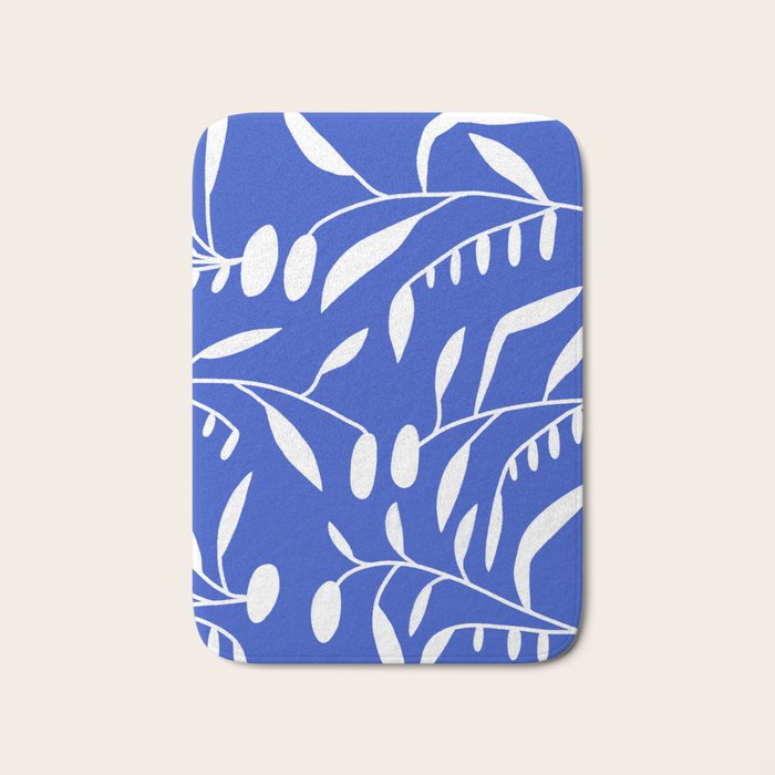 botanical leaf-blue  Bath Mat Gallery Image 1