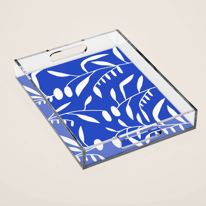botanical leaf-blue  Acrylic Tray Gallery Image 1
