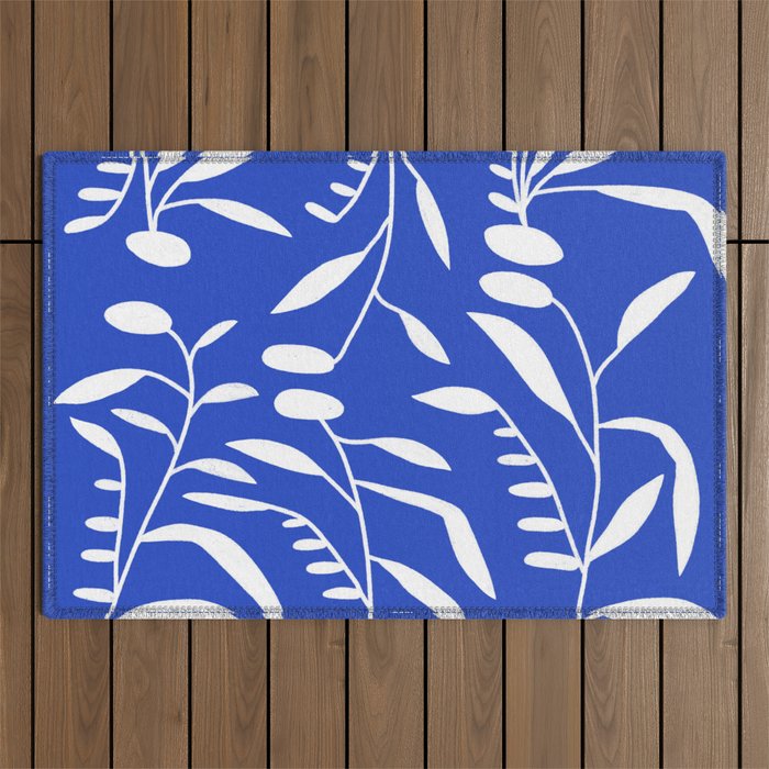 botanical leaf-blue  Outdoor Rug Gallery Image 1