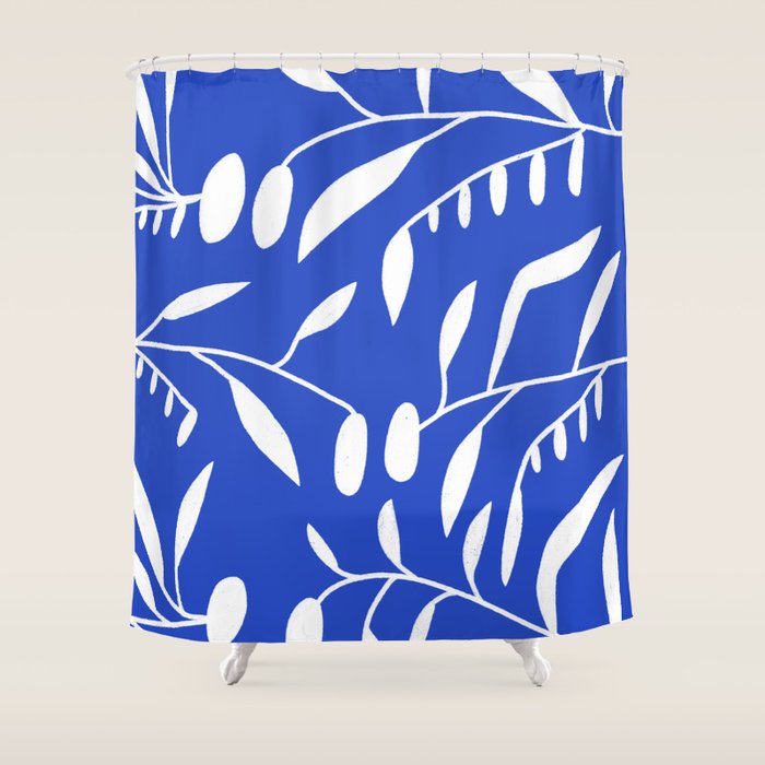 botanical leaf-blue  Shower Curtain Gallery Image 1