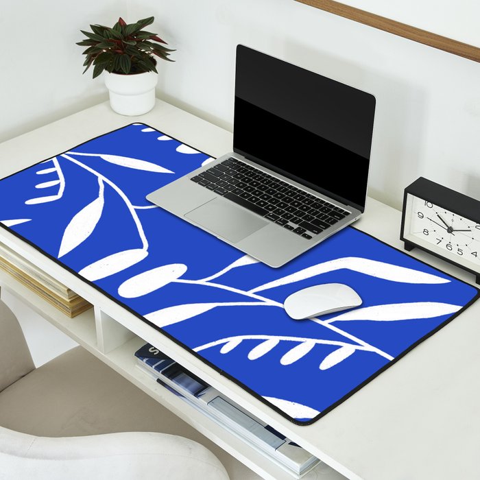 botanical leaf-blue  Desk Mat Gallery Image 2