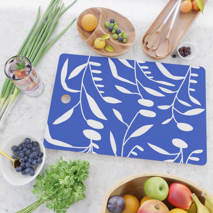 botanical leaf-blue  Cutting Board Gallery Image 2
