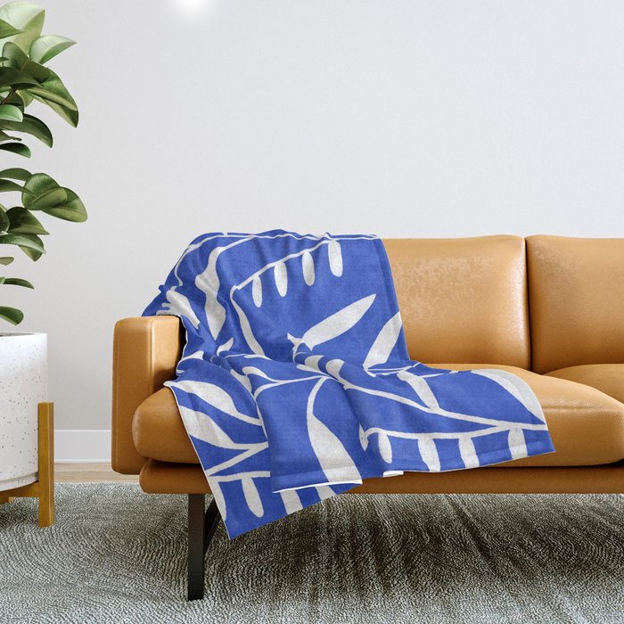 botanical leaf-blue  Throw Blanket Gallery Image 1