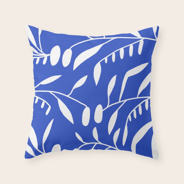 botanical leaf-blue  Throw Pillow Gallery Image 6