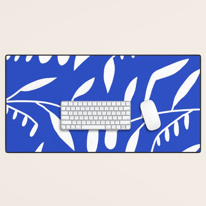 botanical leaf-blue  Desk Mat Gallery Image 1