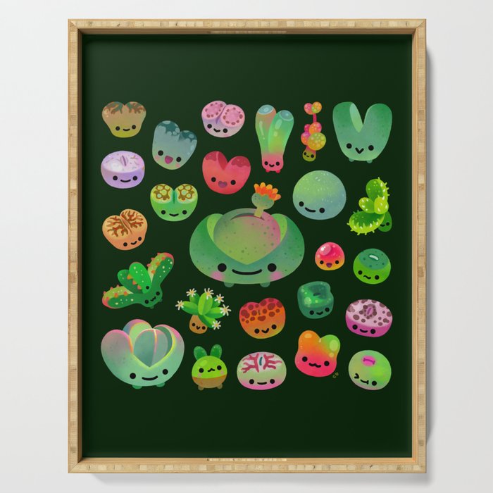 Baby succulent 3 - Mesembs (dark) Serving Tray Gallery Image 1
