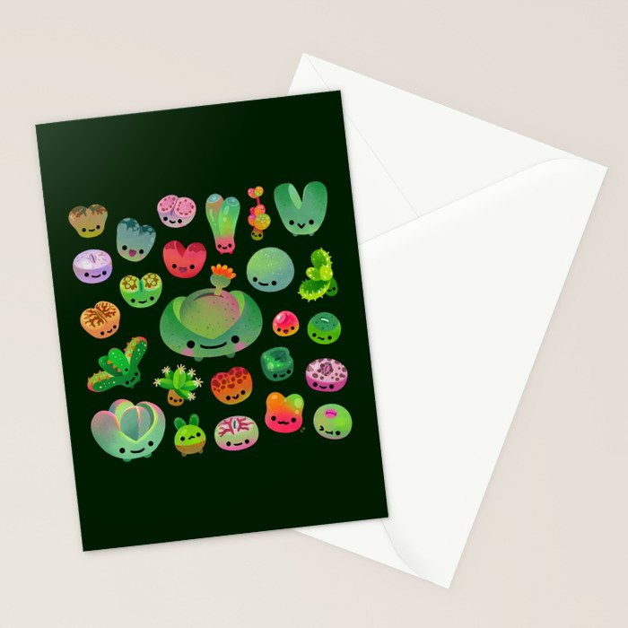 Baby succulent 3 - Mesembs (dark) Stationery Card Gallery Image 2